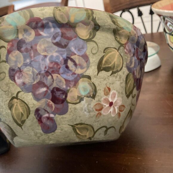 LESAL Ceramics Lisa Lindberg Van Nortwick Large Handpainted Floral Bowl 10” - Picture 3 of 10